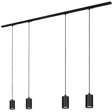 Système de rails Briloner Rail, kit complet, 4 pendules GU10, alimentation, noir, 1,5 m