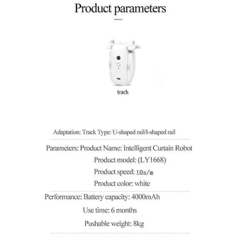 Système de rails T/U pour rideaux robotisés intelligents TUYA ZigBee (blanc)