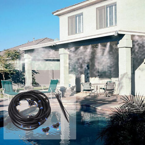 Système de Refroidissement par Brumisation pour Terrasse et Jardin - Kit Complet avec Buses et Adaptateurs en Laiton 3/4" (Tuyau 8m/9 buses)