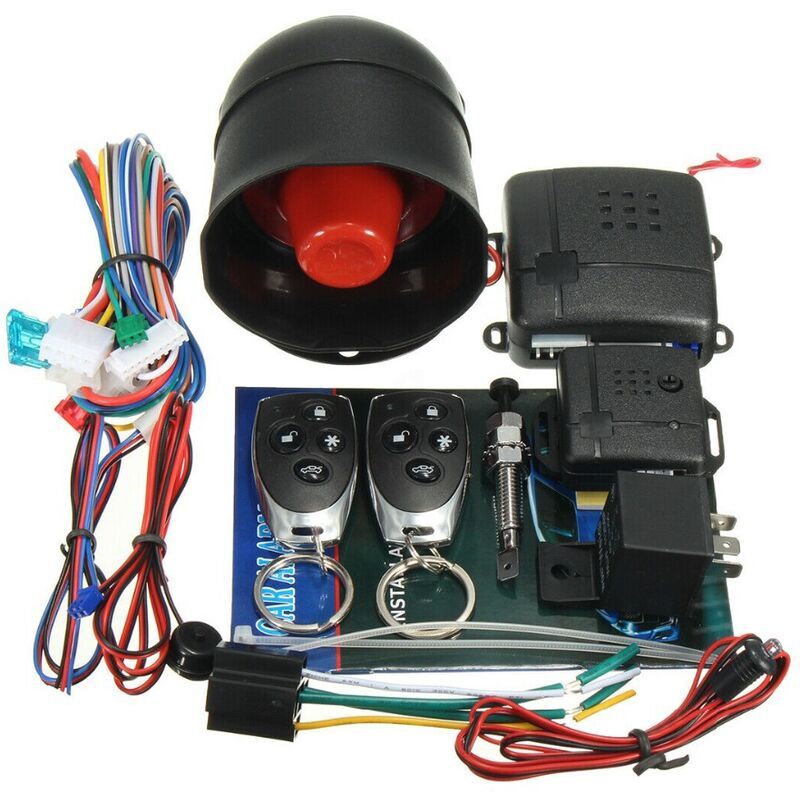 Start - Système de sécurité du véhicule avec 2 télécommandes Système de protection de sécurité d'alarme de voiture Entrée sans clé Alarme de voiture