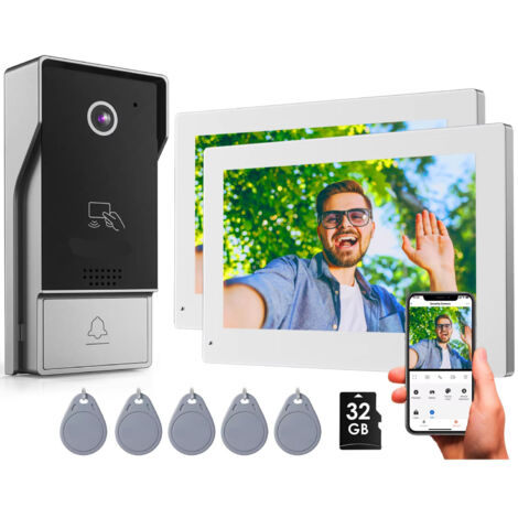 Système de sonnette filaire intelligente à 2 unités, sonnette vidéo WiFi 7 pouces, interphone 1080p
