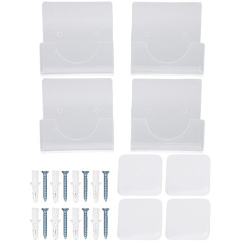 Système de Support de Tige Douche en Acrylique Transparent, 4Pcs Support Adhésif Fixation pour Rideau Baignoire Sans Perçage, avec Kit de Vis pour Installation Murale, 7.9cm