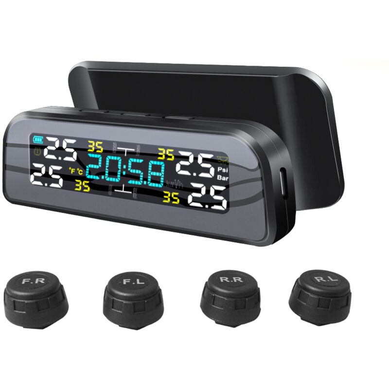 Lifcausal - Système de surveillance de la pression des pneus à énergie solaire Réveil de pression des pneus d'automobile Détecteur de pression des