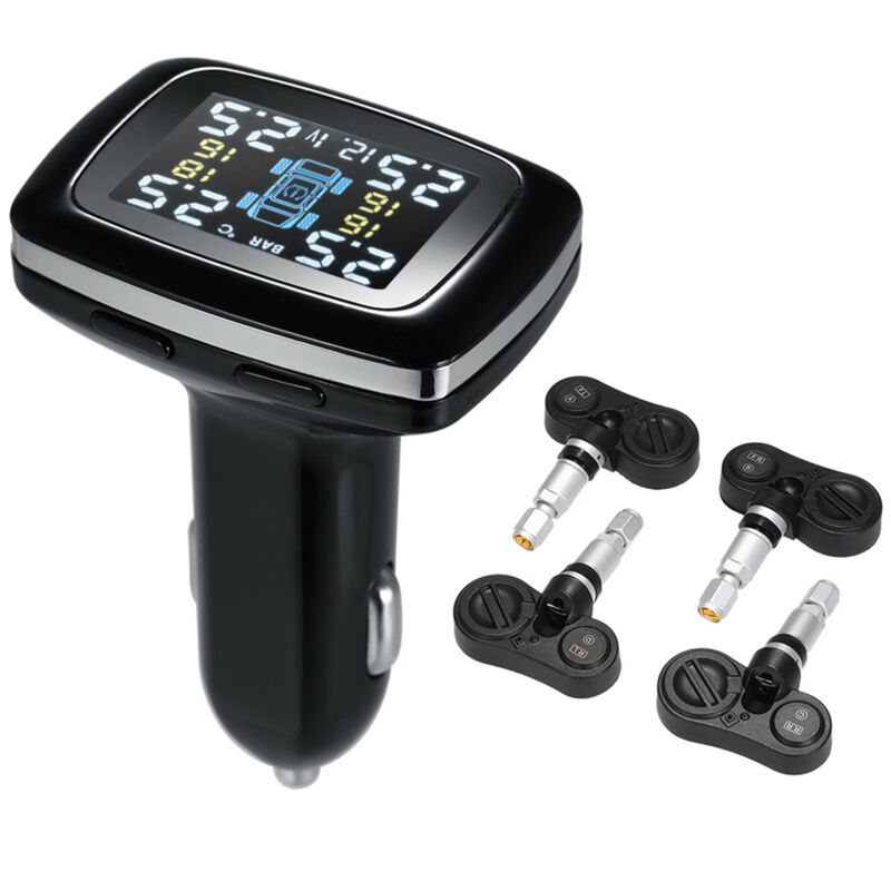 Lifcausal - Système de surveillance de la pression des pneus sans fil intelligent tpms pour voiture, allume-cigare, écran lcd numérique avec 4
