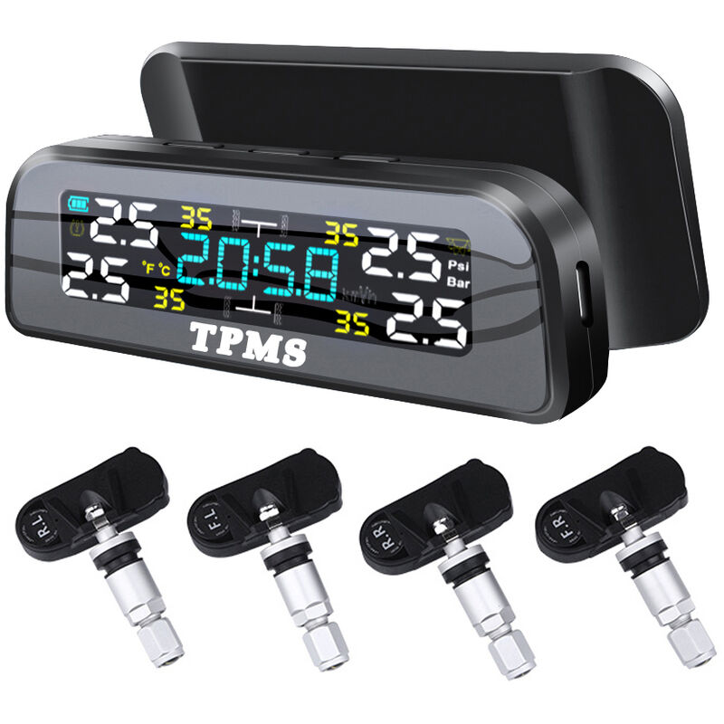 Système de surveillance de la pression des pneus solaire, réveil de la pression des pneus d'automobile, détecteur de pression des pneus, surveillance