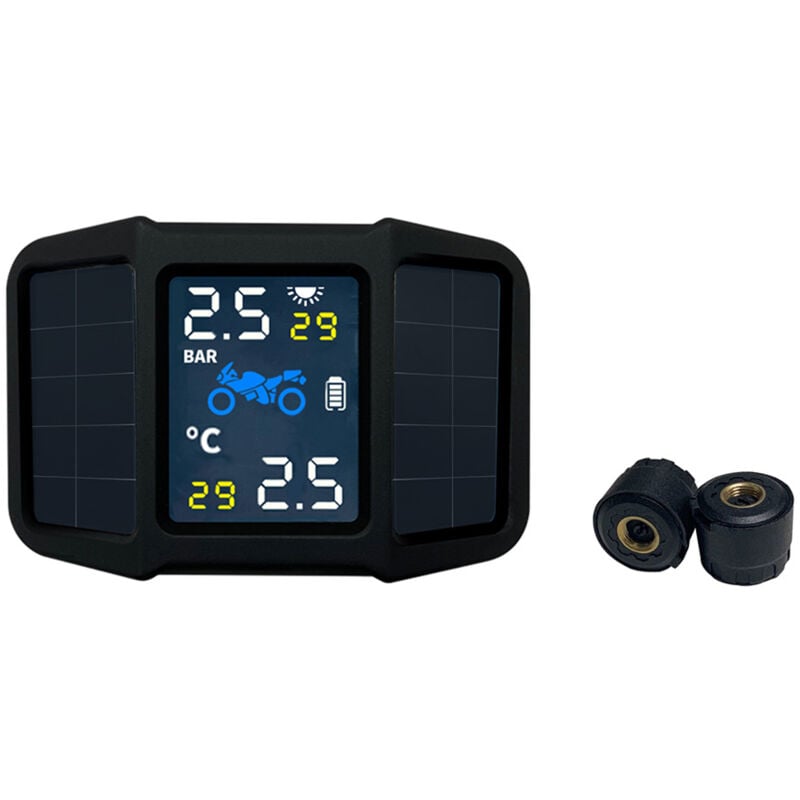 Lifcausal - Système de surveillance de la pression des pneus tpms à énergie solaire avec 2 capteurs externes Affichage en temps réel de la pression