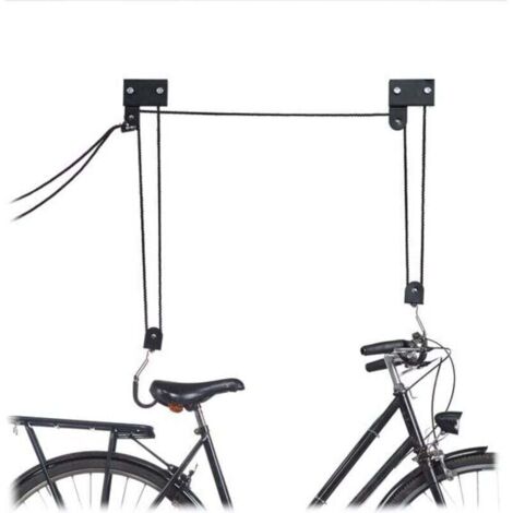 Système de Suspension de Vélo au Plafond 57 kg avec Poulie et Crochet Universel Ortviai