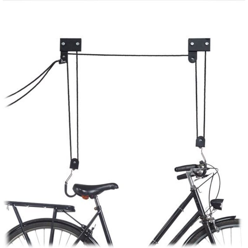 Système de suspension de vélos au plafond - capacité de charge 57 kg - avec crochet - universel - avec poulie