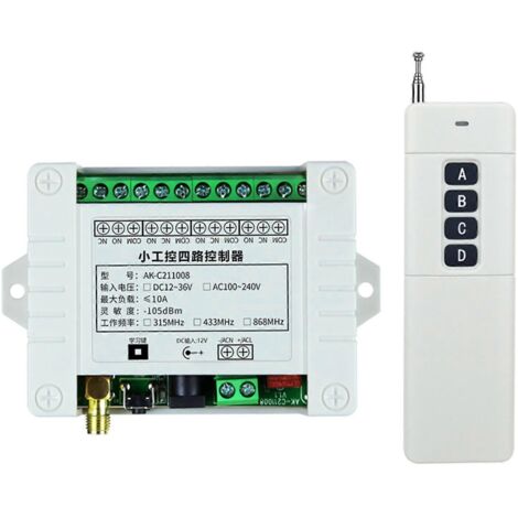 Système de Télécommande RF Sans Fil 315/433MHz pour Contrôleur DC 12V/24V, Portée 3000m
