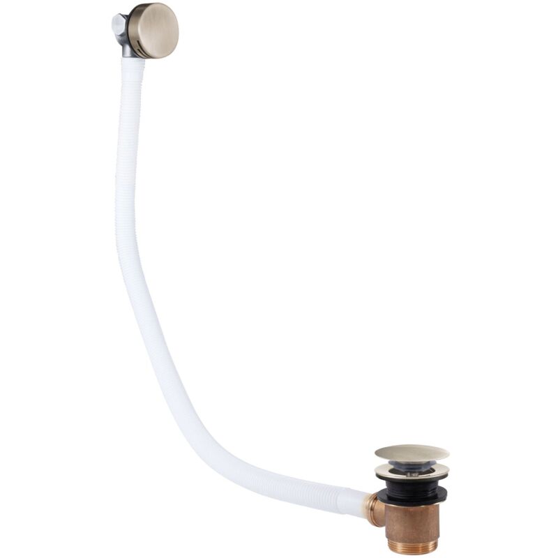 Tres - 03453430AC complementos de grifería Válvula De Desagüe Redondo Click-Clack y De Llenado con Rebosadero para Bañera Acero - ref: 03453430AC