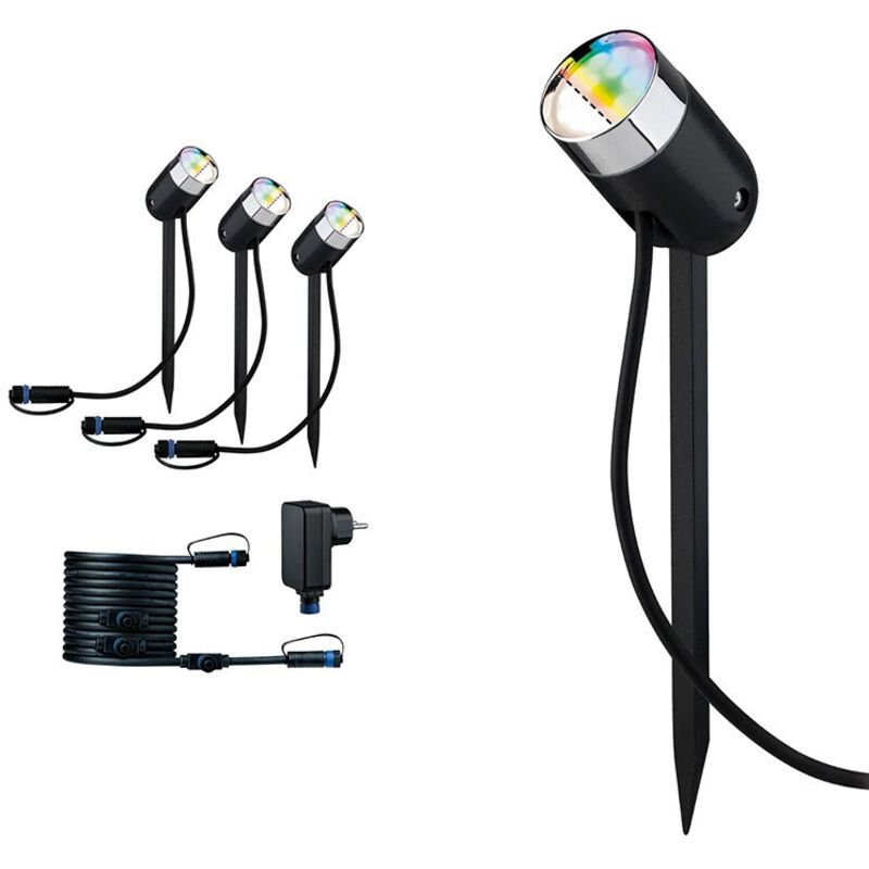 Colour Spot Pike Set rgbw Zigbee 94284 Système d'éclairage Plug&Shine ZigBee led 4.5 w blanc chaud anthracite - Paulmann