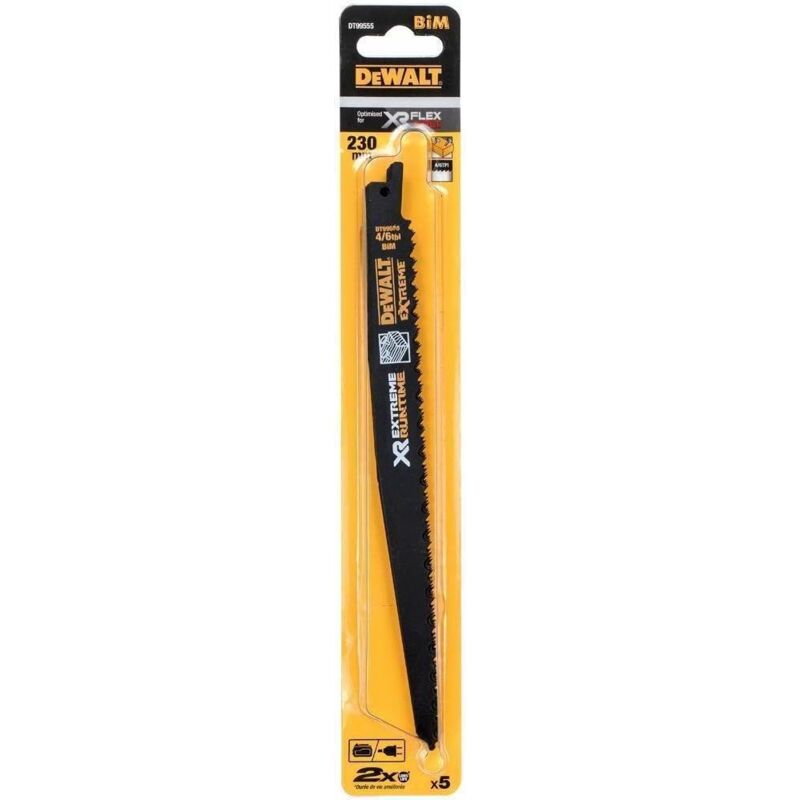 DT99555-QZ Lame de scie droite bim 4/6TPI 230 mm Bois cloué 5 pièces - Dewalt