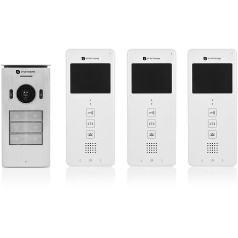 Portier interphone vidéo MODERN 2 Fils - 20 appartements - 20 écrans blancs  - BT Security