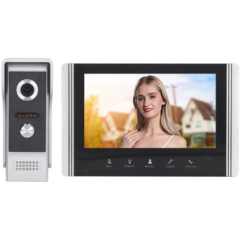 Système D'interphone Vidéo Filaire avec Caméra HD 7 Pouces WiFi Smart Visual Phone Kits de Visiophone, Système D'interphone Vidéo avec Télécommande pour Appartement, Bureau à