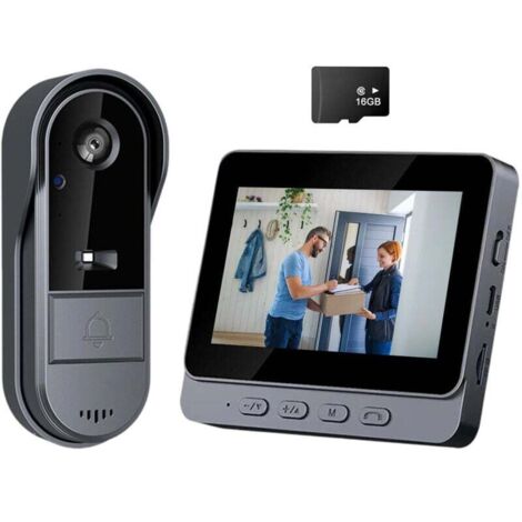 Système d'interphone vidéo sans fil IP65 - Caméra haute définition 1080P - Grand écran IPS 4,3 pouces - Large angle de vue 170° - Parfait pour portes d'entrée