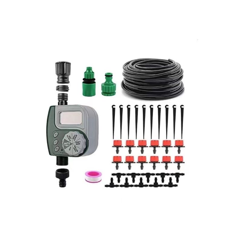 Système d'irrigation jardin 10 m Kit goutte à goutte minuterie eau numérique arrosage automatique parterres fleurs terrasses serres pelouses systèmes