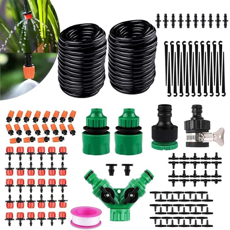 Système d'irrigation de Jardin, kit d'irrigation Goutte à Goutte de 30 m, kit de Buses d'irrigation Goutte à Goutte à Goutte pour Plantes