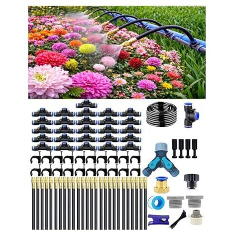 Système d'Irrigation Goutte-à-Goutte, Arrosage Automatique de Jardin, Buse Brumisatrice Réglable 360°, Tête d'Arroseur Rotative à Haut Débit pour Terrasse et Plantes en Pot -