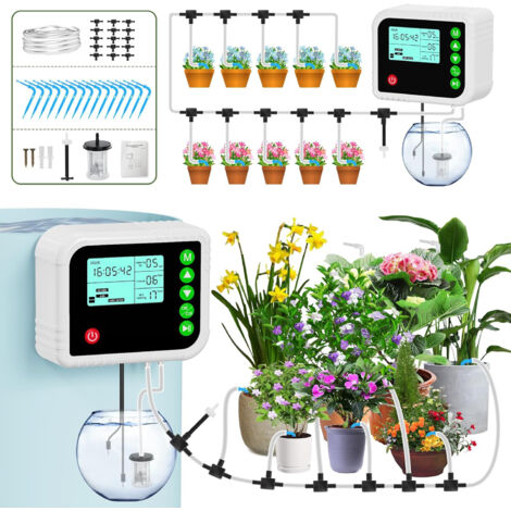 Système d'irrigation Goutte à goutte, Arrosage Intérieur Automatique Irrigation Goutte de Plantes Balcon Jardin Pelouse Plantes d'intérieur