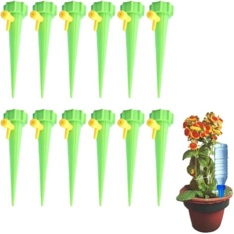 Système d'irrigation goutte à goutte automatique, pointe d'arrosage automatique pour plantes à fleurs, serre, jardin, dispositif goutteur d'eau automatique réglable (vert - 12 pièces)