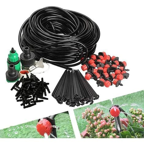 Système d'irrigation Jardin 25m, ensembles d'irrigation Kit d'irrigation Arrosage automatique d'irrigation goutte à goutte Irrigation de jardin pour paysage, parterre de fleurs, plantes de patio