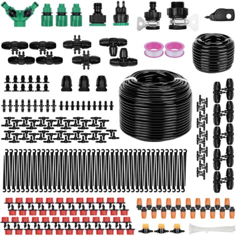 Système d'irrigation Jardin 340PCS Kit d'irrigation Goutte , 55m+15m Kit Arrosage Automatique,Kit d'irrigation Goutte à Goutte Système d'irrigation pour Jardin pour Jardin pelouse Serre Plantes