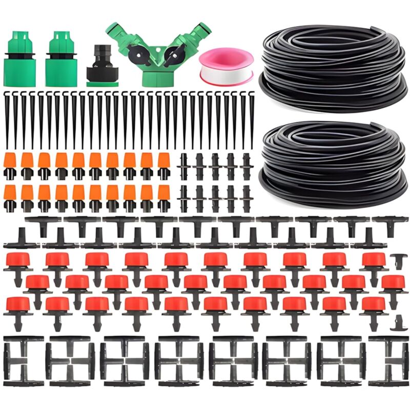 Système D'irrigation Jardin,149 Pcs Kit d'irrigation Goutte,Tuyau D'irrigation 15M+15M,Buse Réglable DIY Système D'arrosage Automatique pour Jardin,