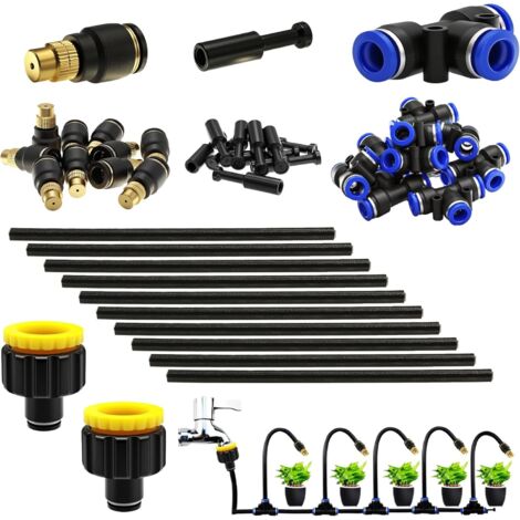 Système D'Irrigation Réglable À 360°, Kit De Buses De Brumisation En Laiton, Pulvérisation/Goutte-À-Goutte/Fermeture, Avec Adaptateur Rapide De 8 mm Pour Système D'Irrigation
