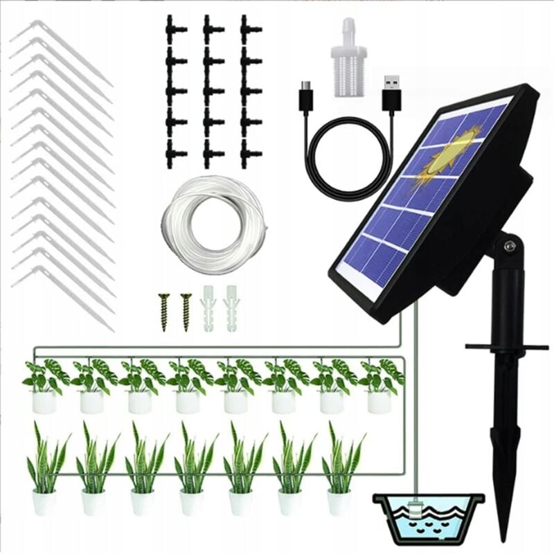 Système D'Irrigation Solaire Pour Plantes Et Légumes Contrôleur Automatique De Jardin 15m