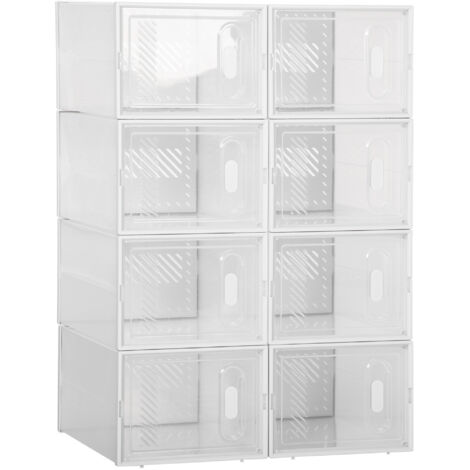 Système étagères modulaires 8 compartiments sans boulon, 25x35x19 cm, transparent