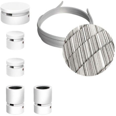 Système Filé Wiggle Kit - avec 3 m de câble caténaire et 5 éléments en bois peints en blanc pour l'intérieur