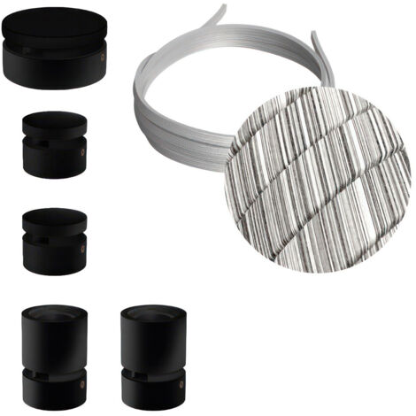 Système Filé Wiggle Kit - avec 3 m de câble caténaire et 5 éléments en bois peints en noir pour l'intérieur