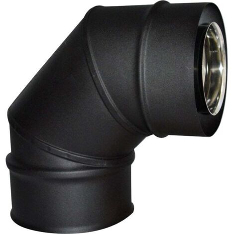 Système Pellets concentrique 80/125 – 852508 – Conduit inox 316 intérieur, inox 304 extérieur – Finition noir mat – Isotip Joncoux