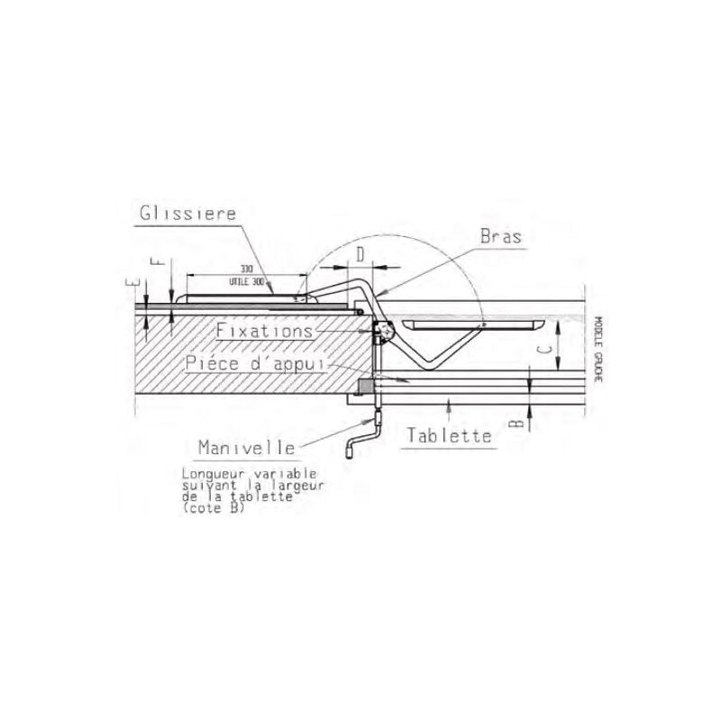 Monin - SystèmeBoy Kit allonge de 850mm pour volet 1.5m² - max. 20 kg - 152 340