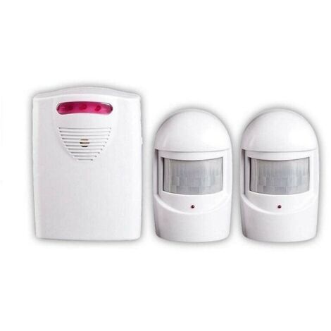Systèmes Sécurité Alarme, 1 Récepteur et 2 Détecteurs de Mouvement PIR Résistant Intempéries pour Cour / Garage / Grange,Kit Sirène sans Fil pour Port et Fenêtre Sécurité Protection Anti-vol