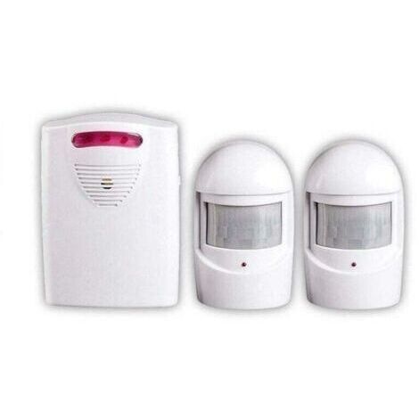 Systèmes Sécurité Alarme, 1 Récepteur et 2 Détecteurs de Mouvement PIR Résistant Intempéries pour Cour / Garage / Grange,Kit Sirène sans Fil pour Port et Fenêtre Sécurité Protection Anti vol