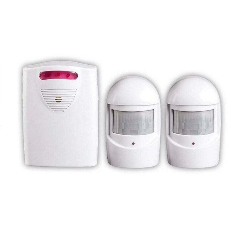 Largeight - Systèmes Sécurité Alarme, 1 Récepteur et 2 Détecteurs de Mouvement pir Résistant Intempéries pour Cour / Garage / Grange,Kit Sirène sans
