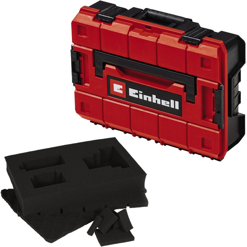 Einhell - Systemkoffer E-Case s-f (für universelle Aufbewahrung von Werkzeug, 44x32x13 cm Außenmaße, max. 25 kg Beladung, spritzwassergeschützt,