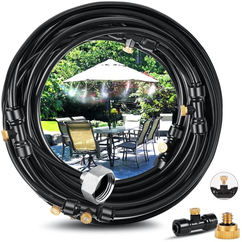 Système De Brumisation 18m, Brumisateur Terrasse Système De Refroidissement De Brumisation Kit De Tuyau Brumisateur Extérieur Pour Jardin Parasol