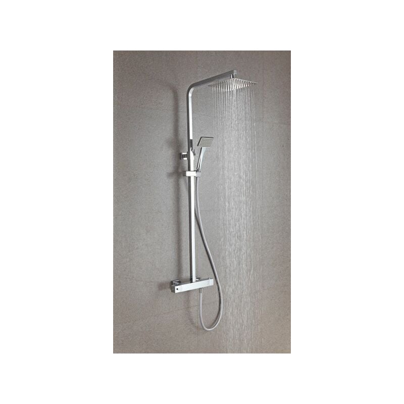 Système de douche thermostatique 3011 Basic avec douchette à main - tête de douche carrée ou ronde sélectionnable Sans pommeau de douche, Sans tête