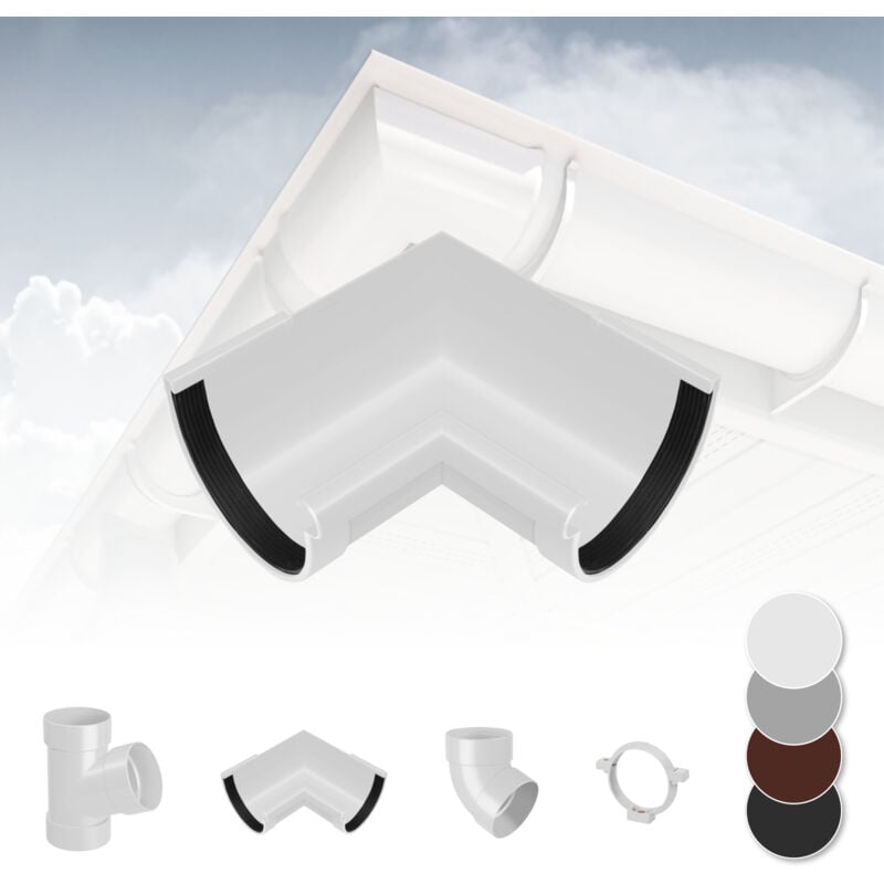 Rainway - Système de gouttière - pvc plastique de 130 mm, sélection de composants 130: blanc, Pièce d'angle à l'intérieur de 90