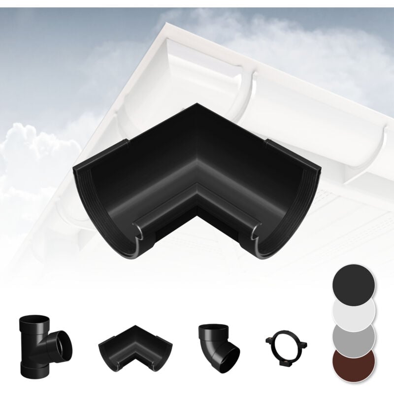Rainway - Système de gouttière - pvc plastique de 130 mm, sélection de composants 130: anthracite, Pièce d'angle à l'intérieur de 90