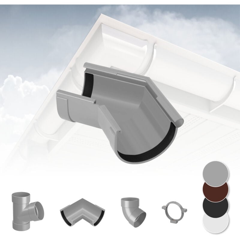 Rainway - Système de gouttière - pvc plastique de 130 mm, sélection de composants 130: gris, Pièce d'angle extérieure 135