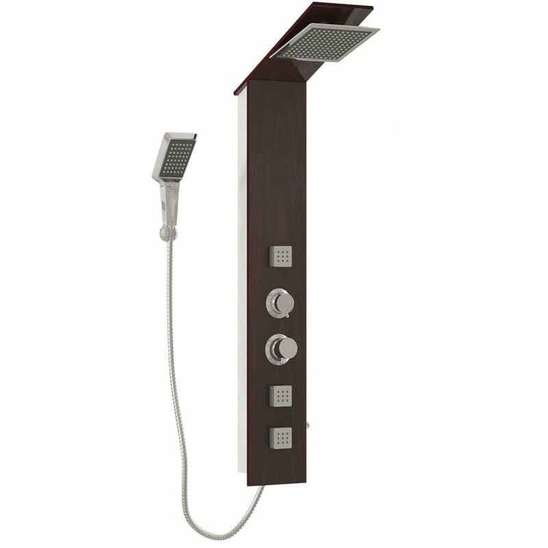 Système de panneau de douche verre salle de bain intérieur 127 cm marron