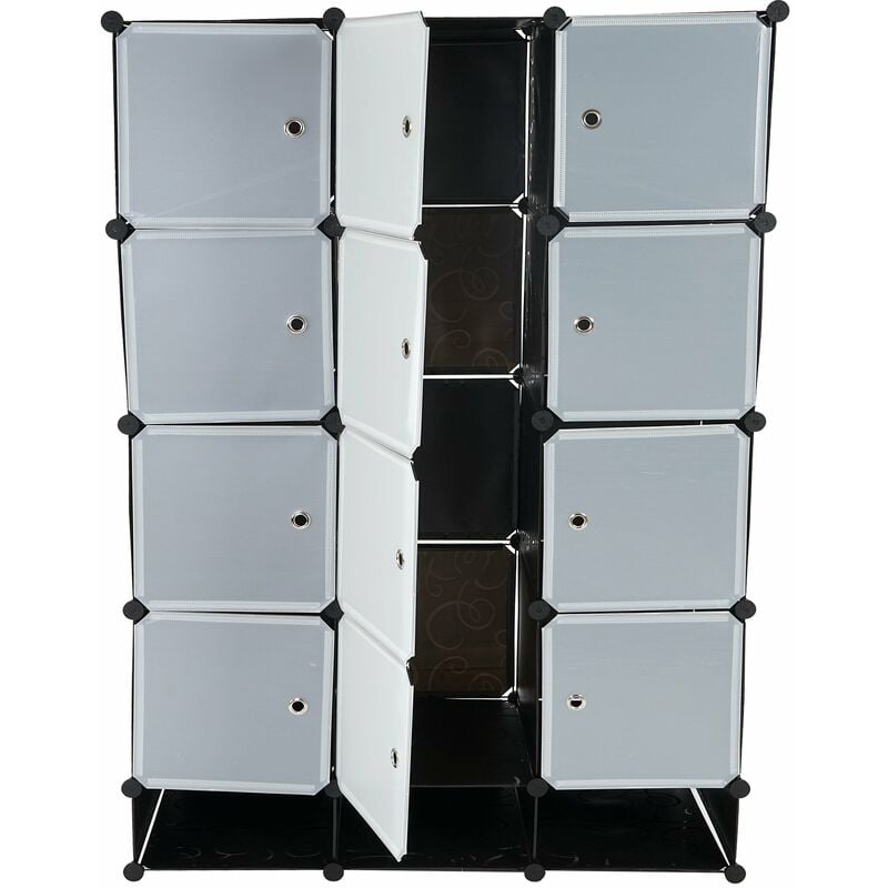 Système d'étagères enfichable casier de rangement armoire 8 boîtes 37x37x47cm noir 040004952