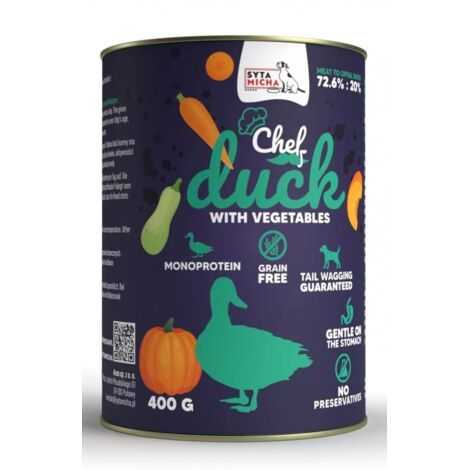 SYTA MICHA anatra con verdure Cibo umido per cani lattina 12x400g