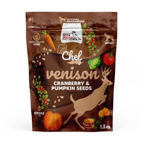 SYTA MICHA Chef Chevreuil aux graines de canneberge et de citrouille - nourriture sèche pour chien - 1,5kg