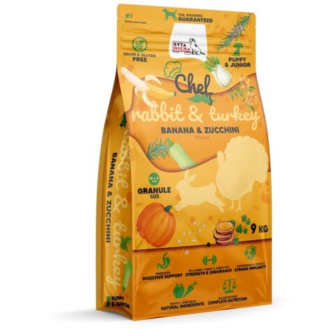 SYTA MICHA Chef Puppy Lapin, dinde, banane et courgette - nourriture sèche pour chien - 9kg