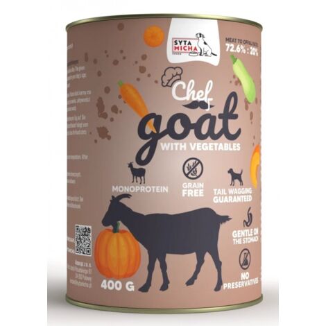 SYTA MICHA cibo umido per cani al gusto di capra con verdure, lattina da 12 x 400 g