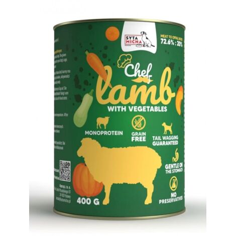 SYTA MICHA Lamm mit Gemüse Nassfutter für Hunde, Dose 12 x 400 g
